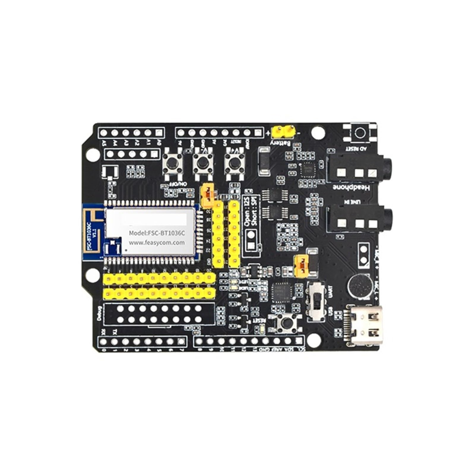 Modulo audio Bluetooth 5.1 Pulg And Play QCC3024/QCC3034, compatibile con la scheda di sviluppo di valutazione Arduino UNO(FSC-DB200-BT1036C)