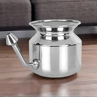 2activelife-304 Grade Stainless Steel Ayurvedic Jal Neti Pot for Sinus Congestion and Nasal Cleansing Non-Corrosive Unbrea...
