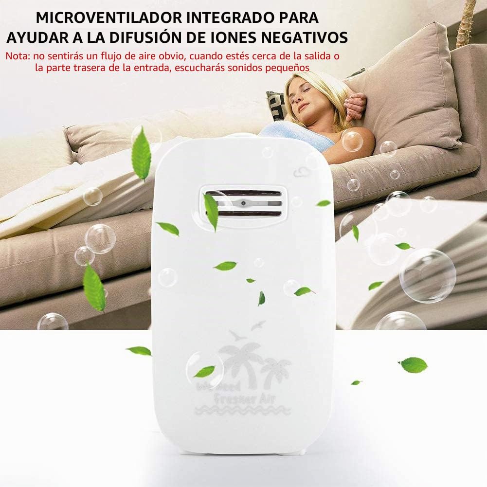 Generador de iones negativos, 100-240 V Purificador de aire portátil Eliminador de olores Eliminador de esterilización Dispositivo de desinfección para la oficina en casa Coche(Bianca Spina Eu)