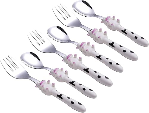 Miniatura 8 de ANNOVA Juego de cubiertos para niños, 6 piezas, cubiertos para niños de acero inoxidable (6FS, vaca)