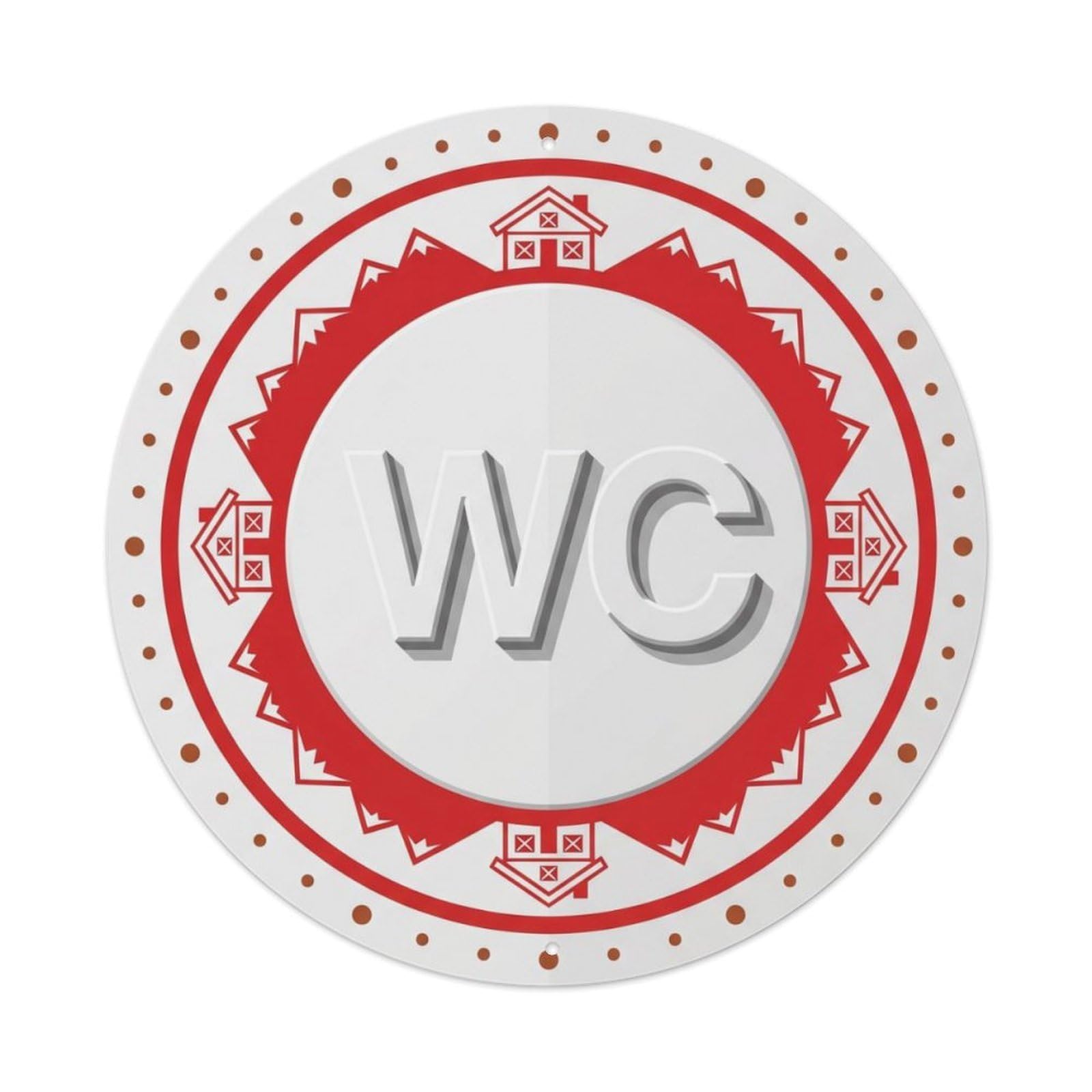 Toilet （WC） Swiss Alpine Shield Metal Tin Sign Plaque Wall Decor for Cafe, Club Bar, Office, Home Garden Round Metal Poster 8x8Inch