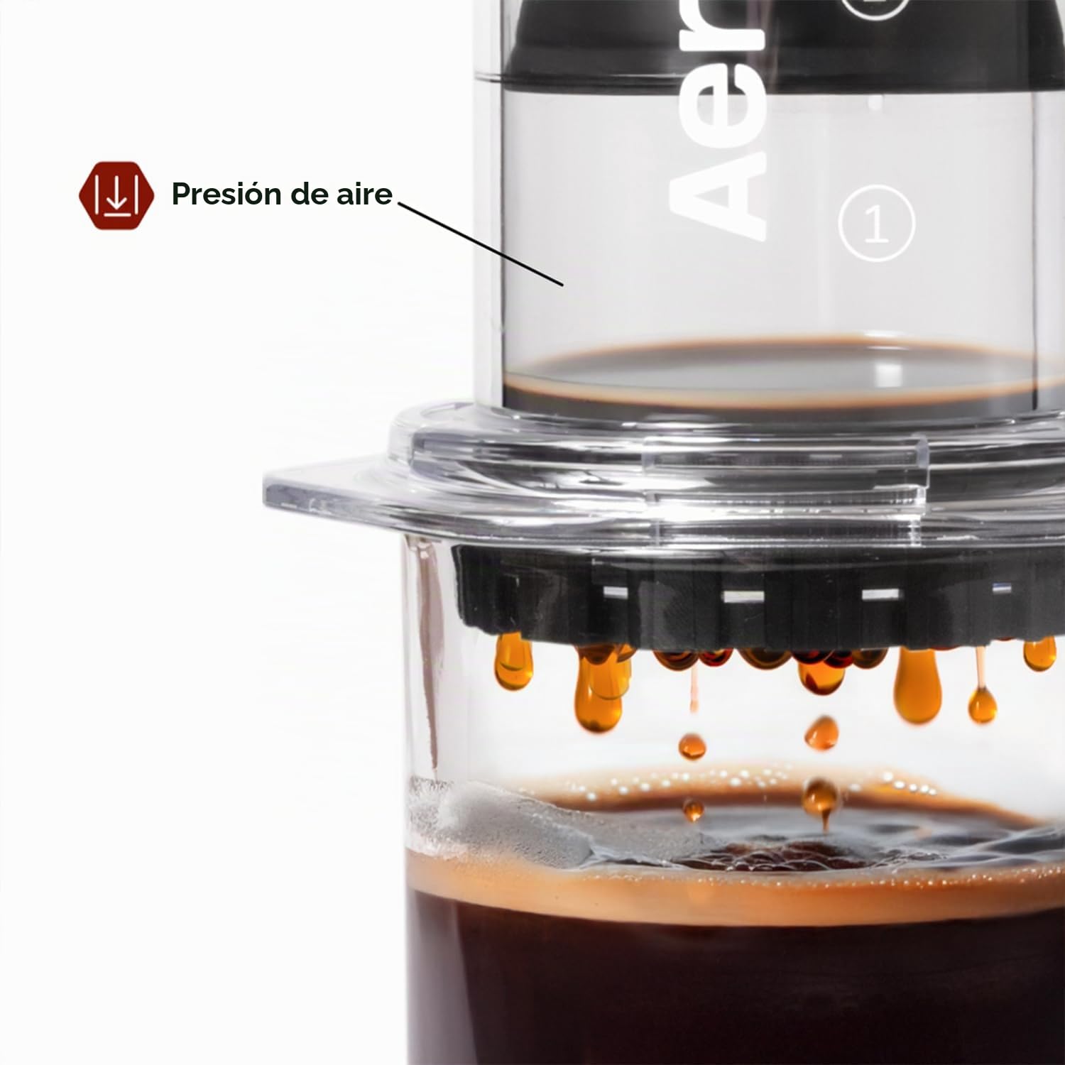 AeroPress Clear Prensa de Café – Método 3 en 1: Prensa Francesa, V60, Espresso y café con cuerpo sin sedimentos ni amargor, cafetera portátil pequeña para camping y viaje, transparente