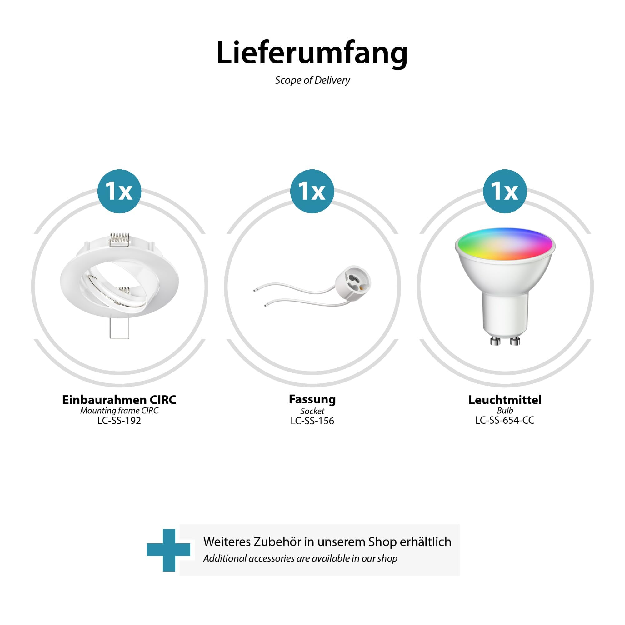 ledscom.de 10x Foco LED empotrable de techo CIRC orientable blanco incl. Smart Home Lámpara LED RGBW GU10, 5,41W, 473lm