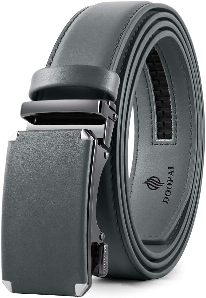 DOOPAI Belt Men, Ratchet Belt Dress Adjustable 1 3/8" Genuine Leather Designer Belt, Size Length Can be Cut, with Gift Box
