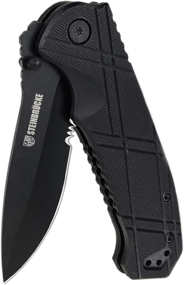 Tactical Knife Spring Assisted Pocket Opening Knife with 3.4 Inch German 8Cr13Mov Stainless Steel Blade Razor Sharp Survival Folding Hunting Outdoor Everyday Carry