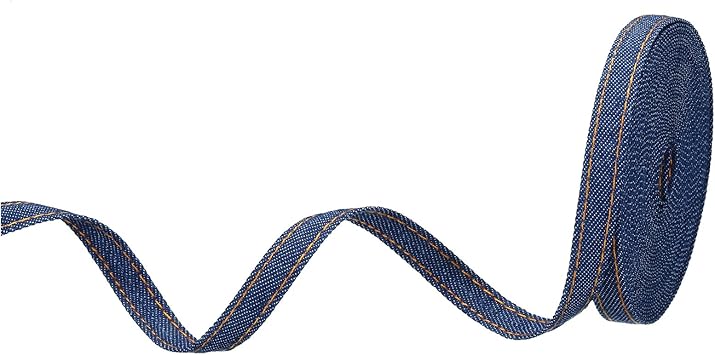 PATIKIL 3/8" Denim Ribbon, 1 Roll 5.5 Yard Layering Jean Fabric Craft Strip for Bow DIY Making Hair Clip Garment Sewing Decorations, Dark Blue