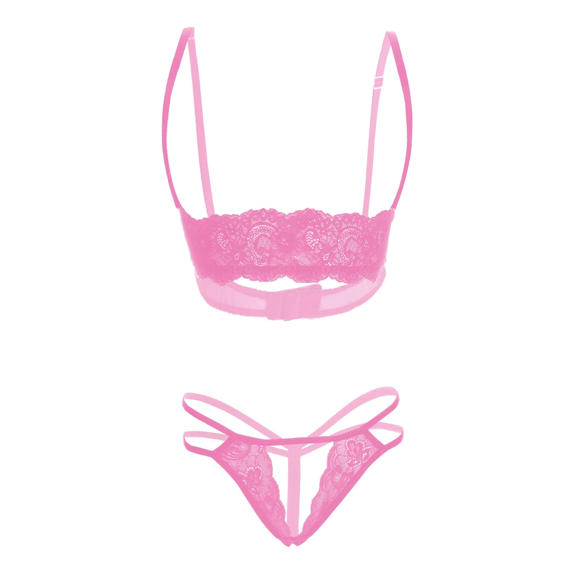 psychovest Women's Lace Front Open Micro Bra and Panty Lingerie Set Free Size-picture-52