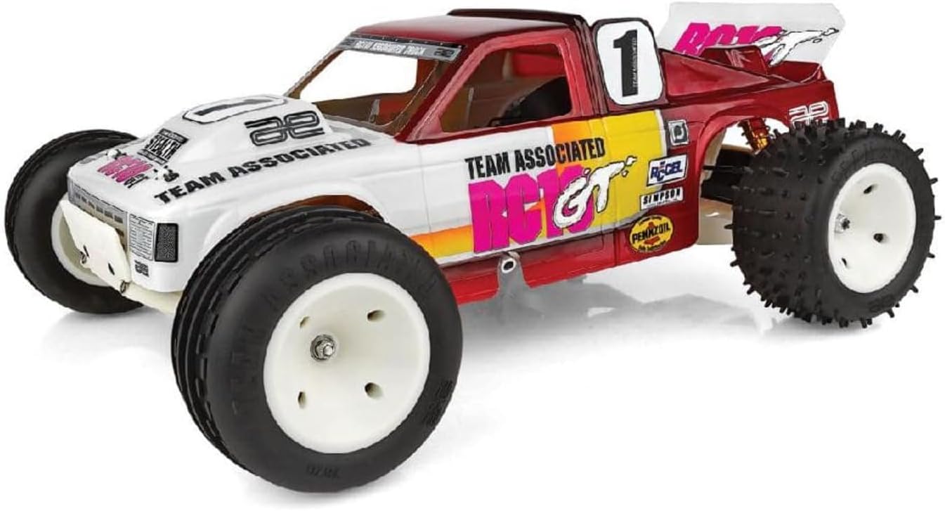 Team Associated RC10GT Classic Kit with its truck body, ready for operation.