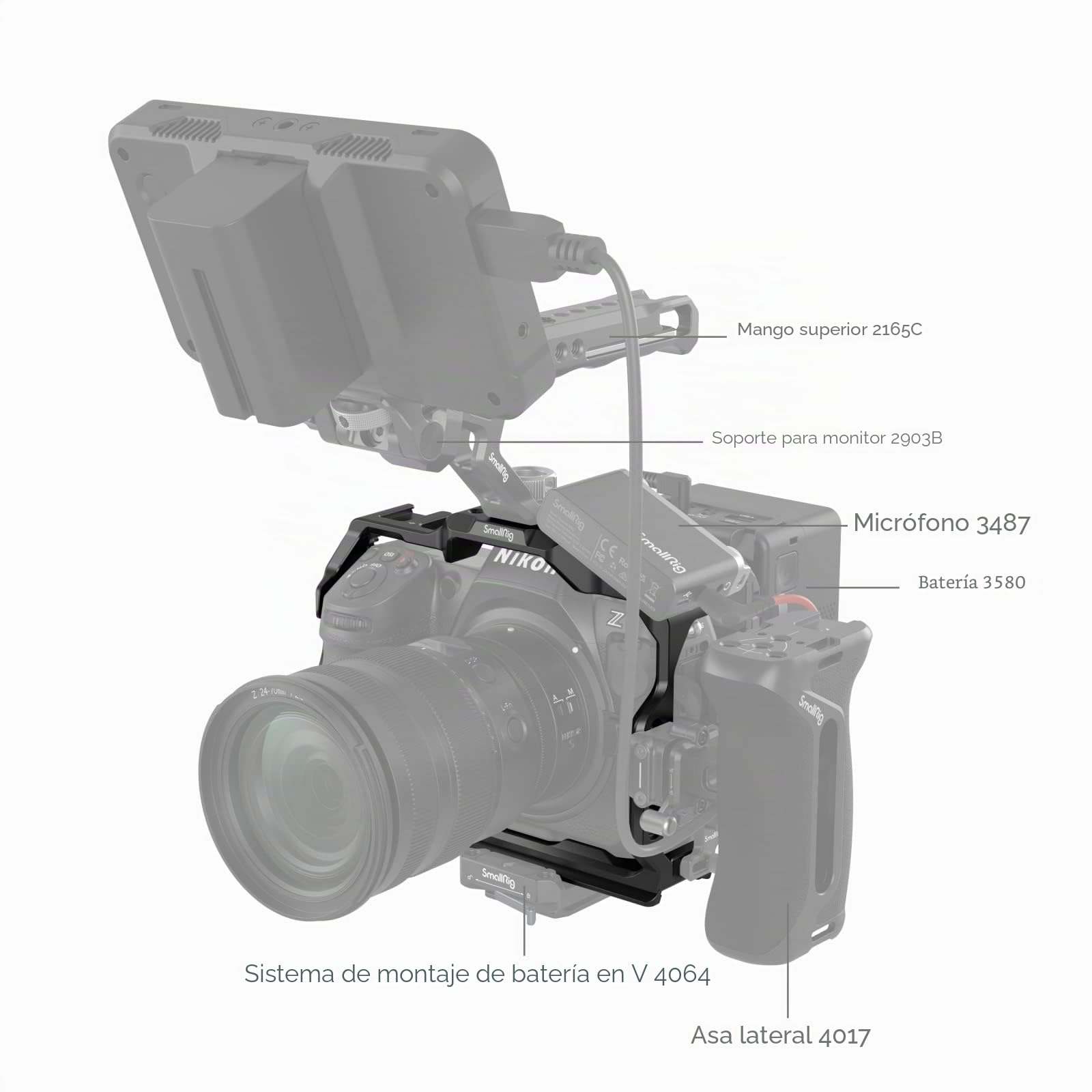 SMALLRIG Z 8 Jaula de Cámara para Nikon Z 8, Diseño Antitorsión, Cage Completa de Video Vlog de Aleación de Aluminio, con Placa de Liberación Rápida para Arca-Swiss - 3940