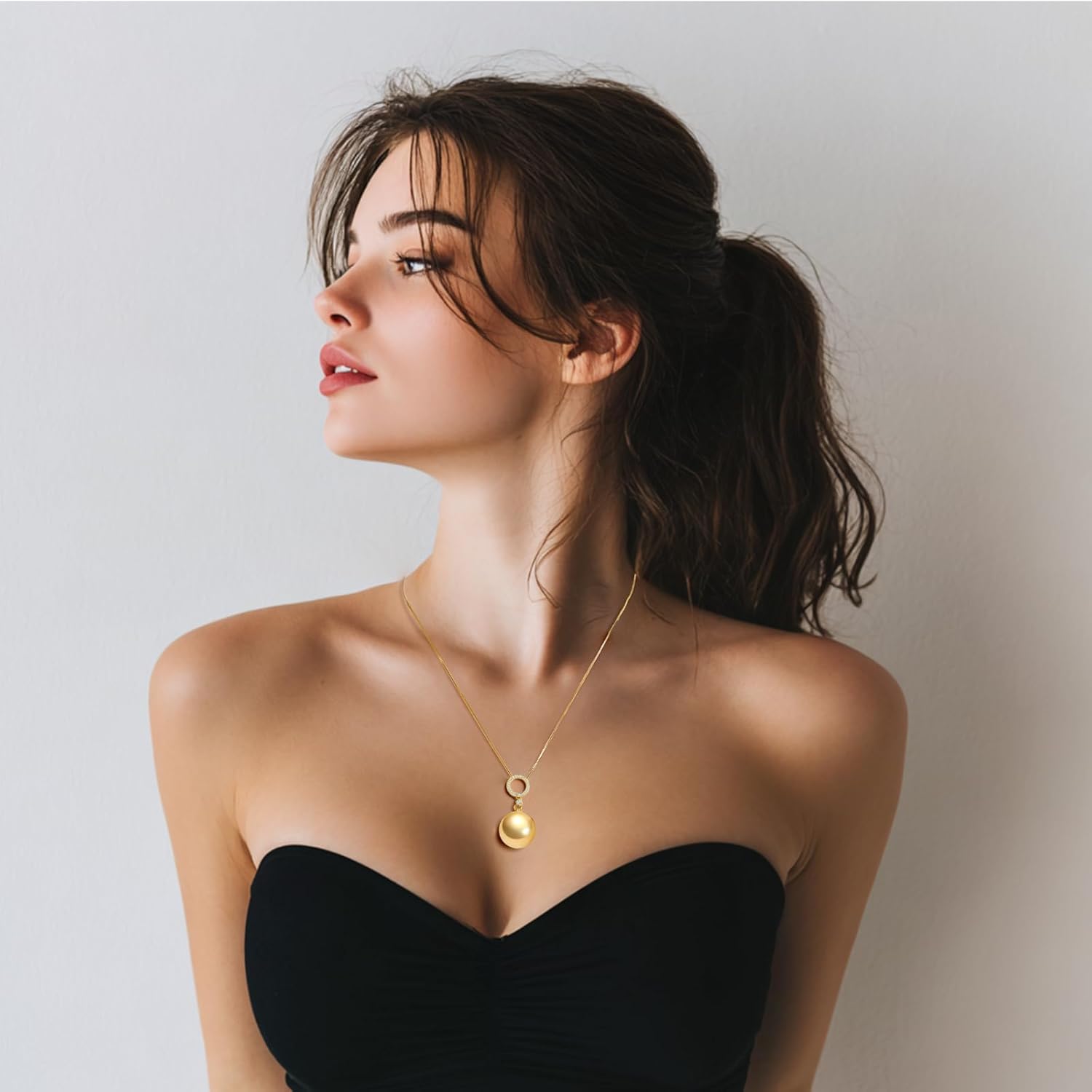 Round 12MM Pearl Pendant Necklace, Blue Black Pink Purple Golden Cultured Pearls S925 Sterling Silver Necklace, 18+2In Adjustable Chain, Elegant Jewelry Gifts for Women Mother Wife