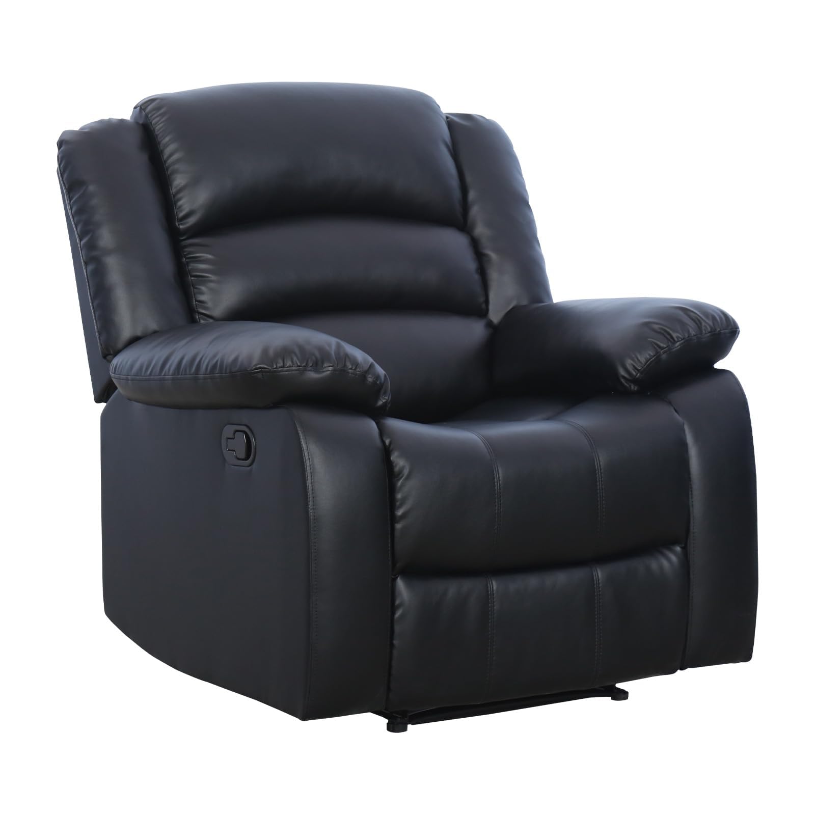 EBELLO Faux Leather Manual Recliner Sofa, Overstuffed Comfortable Armrest 3 Seat Sofa, Reclining Couches for Living Room, Bedroom Furniture, Meeting Room, Black view 8