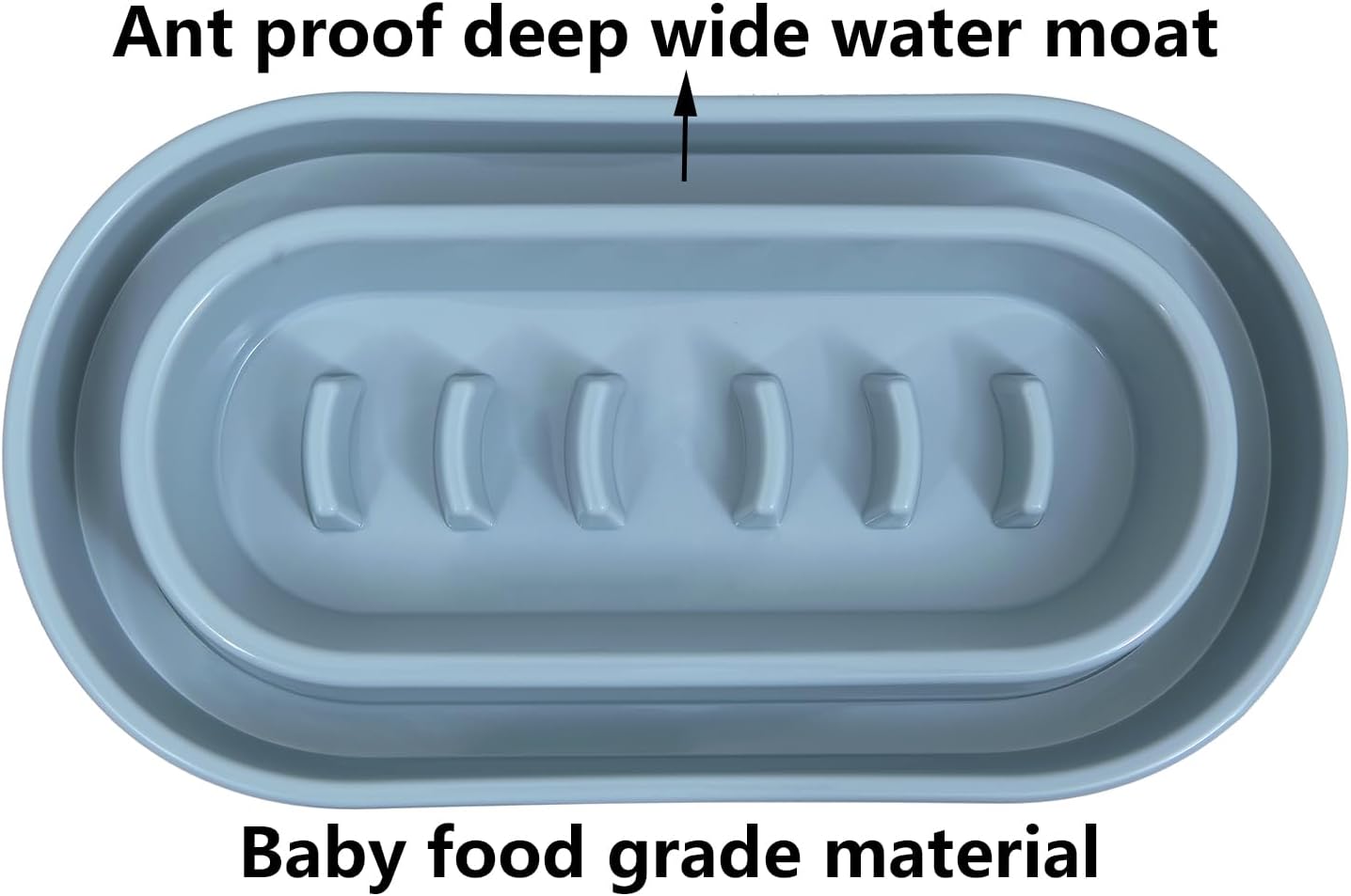 Ant Away Slow Feeder Cat Dog Food Water Bowl,30 OZ No Ants Anti-Slip No Spill Food Water Bowls Dish for Cats Small Medium Dogs (Grey - Slow Feeder)