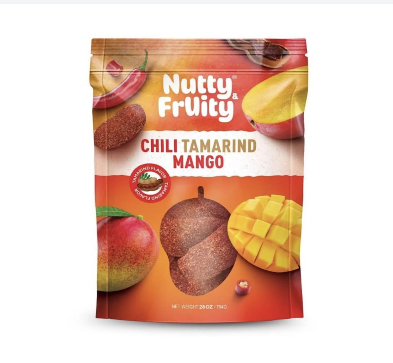 Nutty & Fruity Chili Tamarind Mango Dried Fruit Snack, 28 oz, Pack of 2