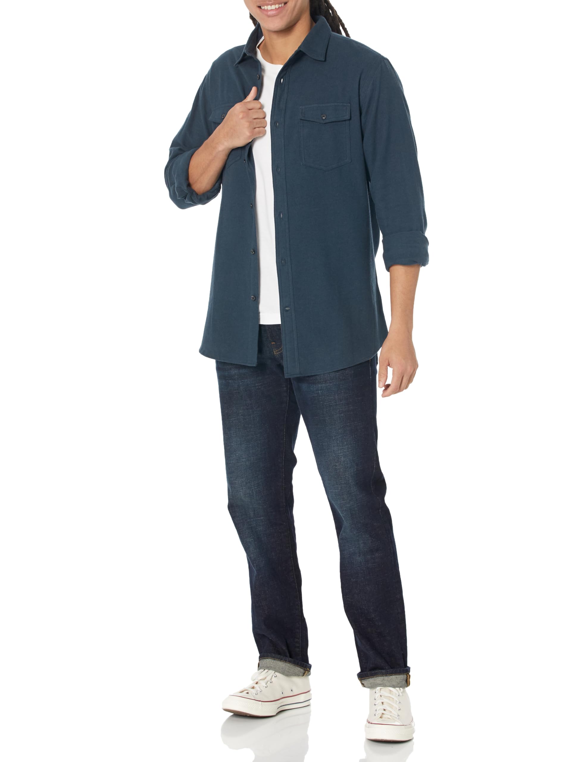 Amazon Essentials Camicia in Flanella vestibilità Regolare a Maniche Lunghe con Due Tasche Uomo