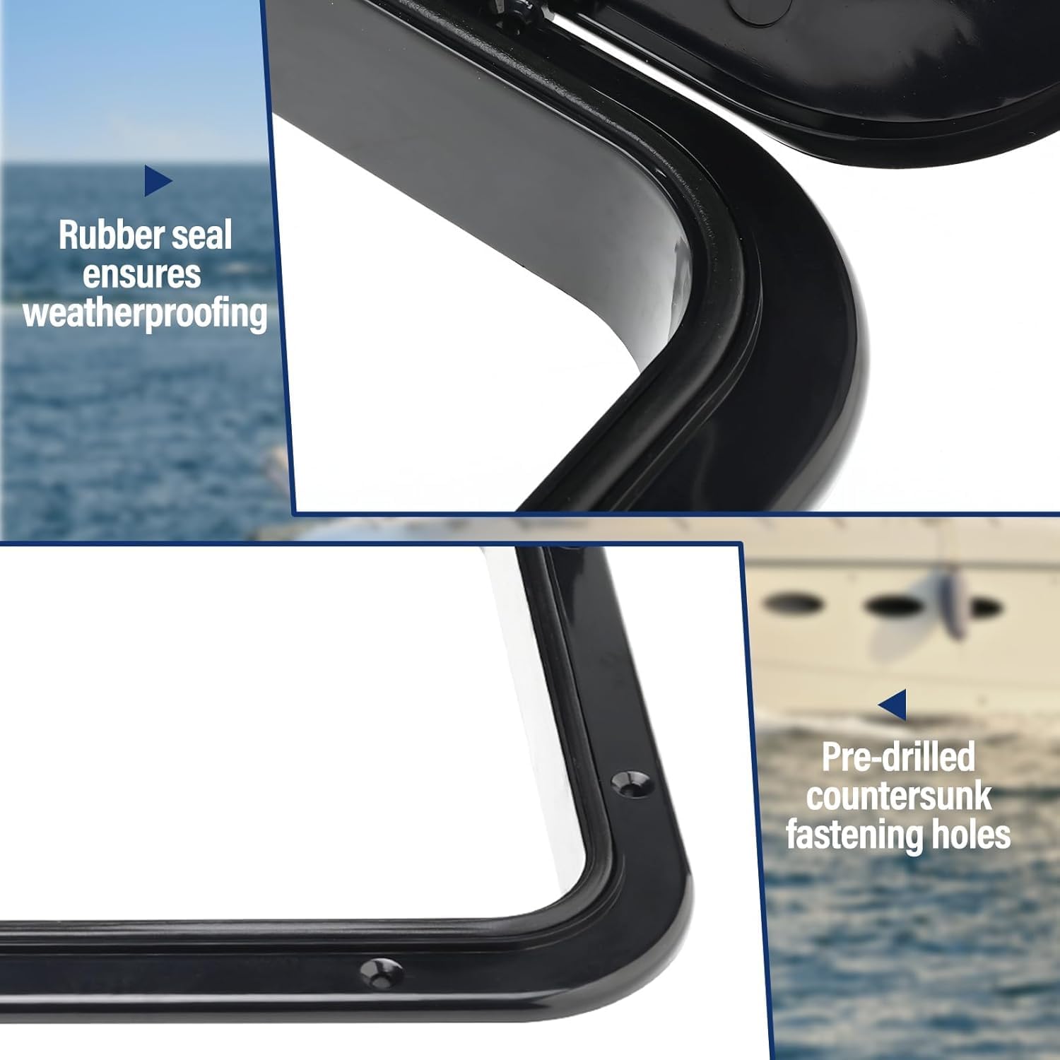 NovelBee Boat Deck Access Hatch,12-3/8" X 17-1/4" Rectangle Deck Hatch,Black Marine Hatch Lid for Boat Caravan RV