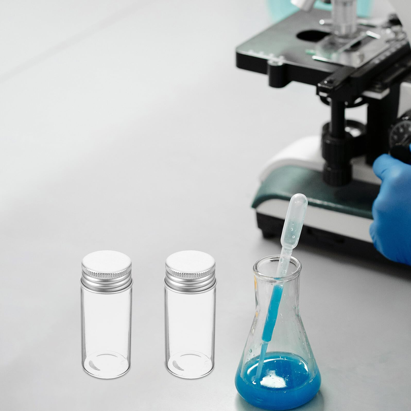 30stücke Glasfläschchen mit Deckel Volumen Auslaufsicher und Transparent für Proben und Reagenzien Wiederverwendbare Kleine Glasröhrchen für Labor und Unterwegs