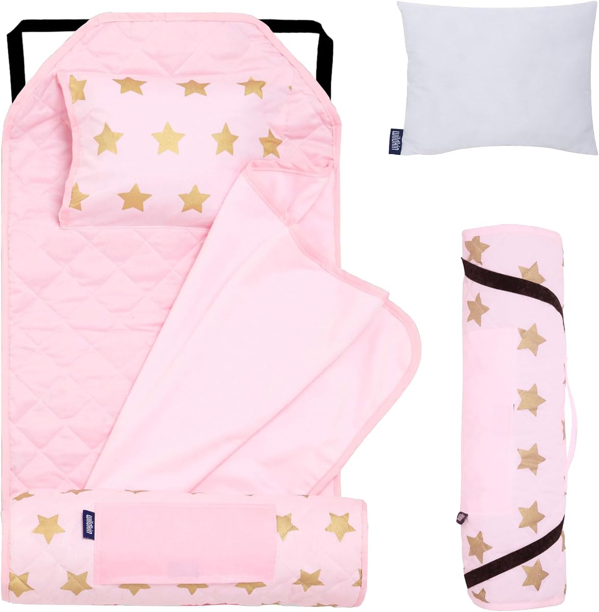 Wildkin Modern Kids Nap Mat with Pillow for Boys & Girls – Soft & Cozy Cotton Blend, Elastic Straps, Toddler Sleep Mat for Daycare, Preschool, Kindergarten & Travel, Ages 3–7, Machine Washable – Stars