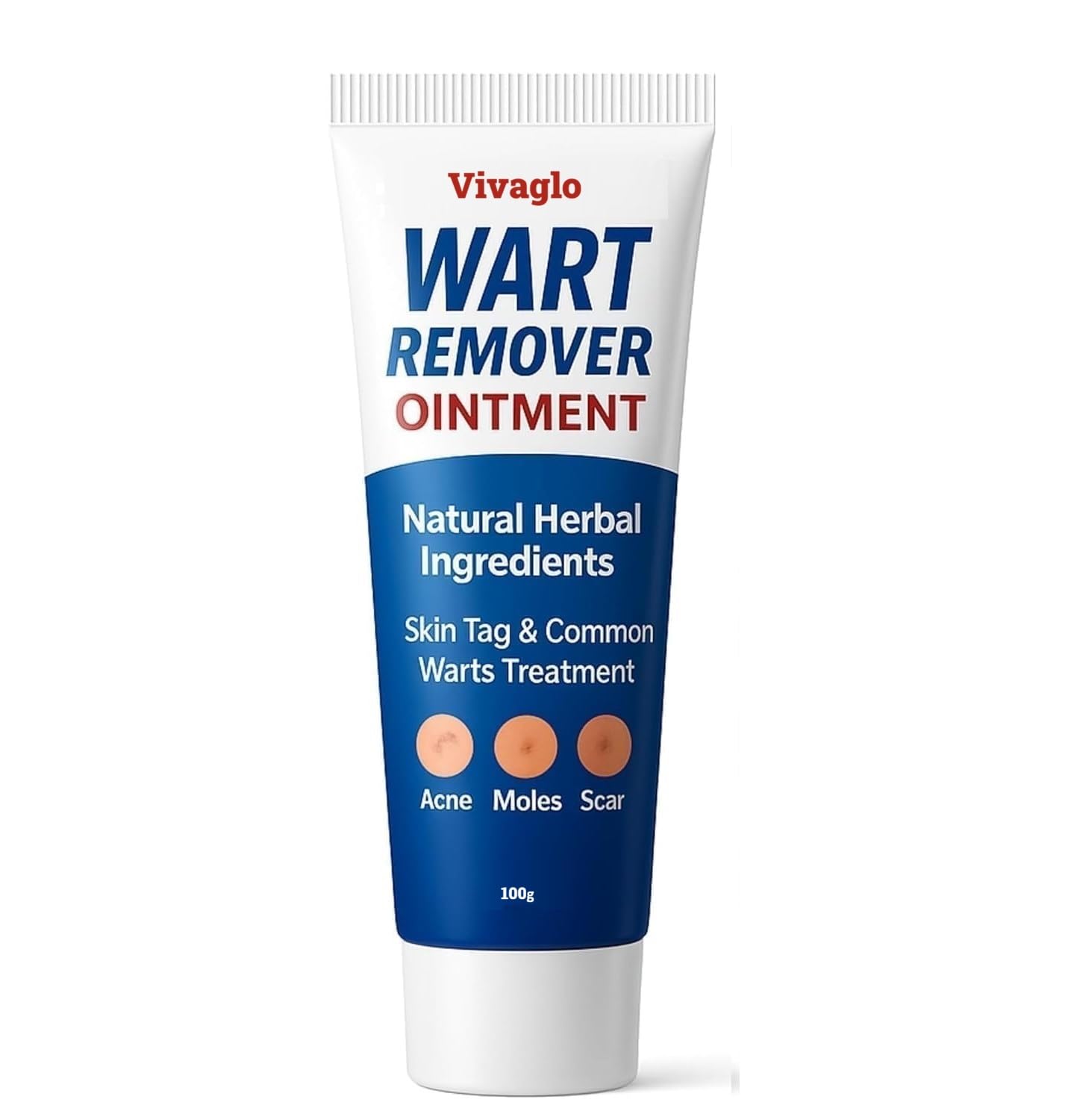 Wart Remover Ointment, Fast-Acting Skin Tag and Common Warts Removal Cream, Herbal Ingredients Safe for Moles, Acne Marks, and Scars, 100g Tube-image-0
