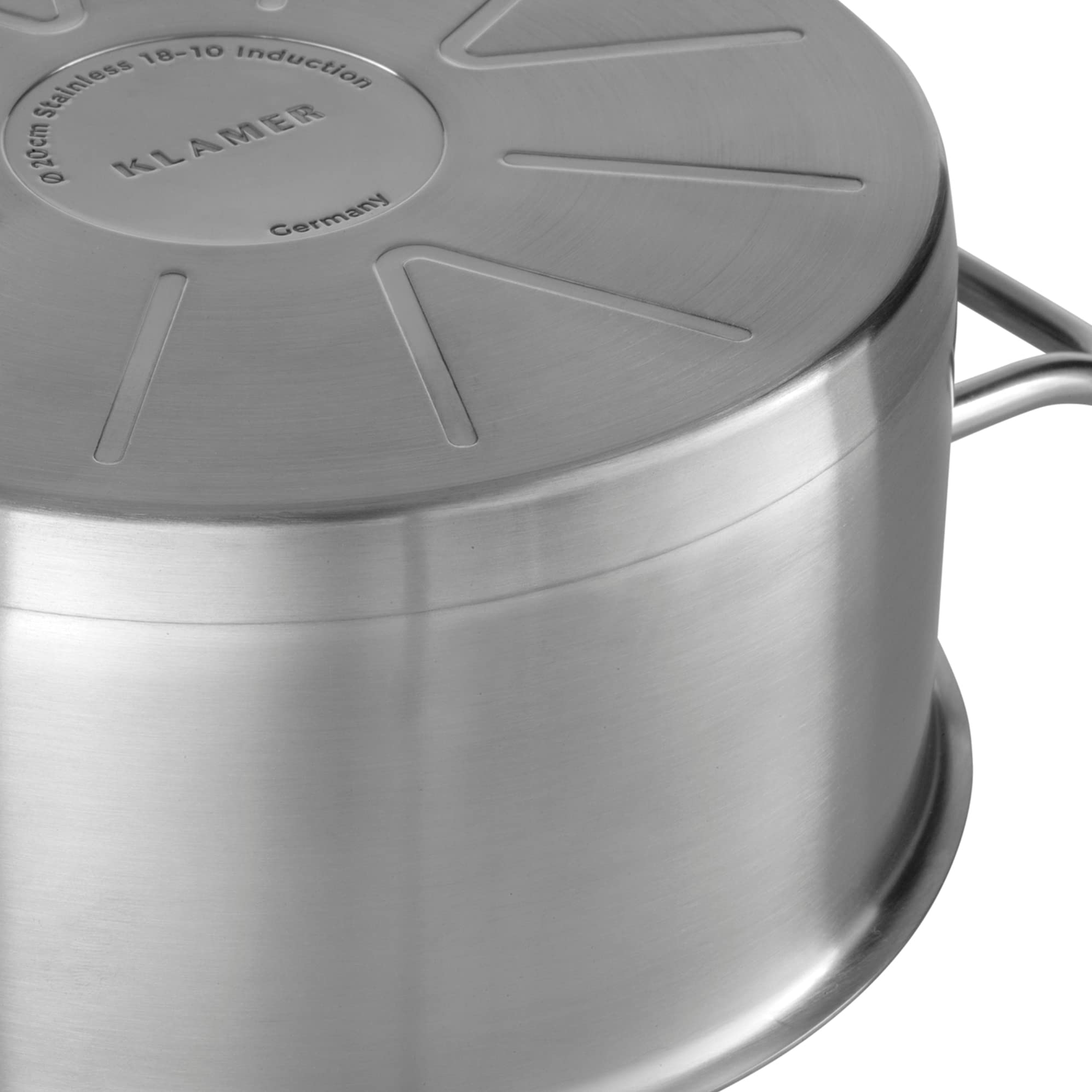 KLAMER Topfset Induktion 5-teilig – Premium Edelstahl Kochtopf Set mit Glasdeckel, unbeschichtet & spülmaschinengeeignet, energiesparend, backofenfest & mit Messskala
