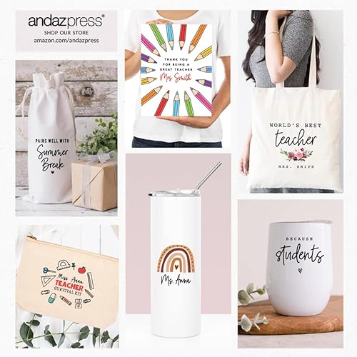 Miniatura 7 de Andaz Press Vaso de vino personalizado de agradecimiento a los profesores, tazas lindas para regalos de profesores para mujeres, regalos