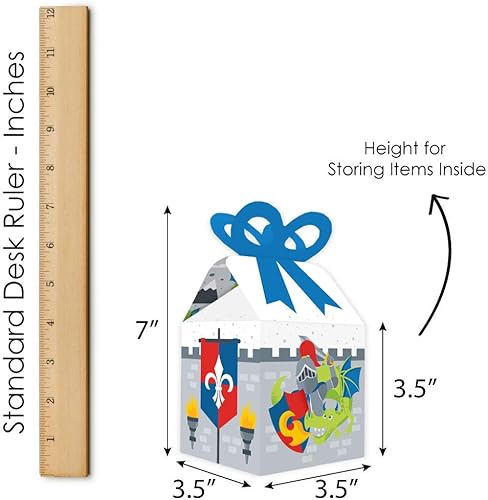 Miniatura 6 de Big Dot of Happiness Calling All Knights and Dragons - Cajas de regalo cuadradas - Cajas de lazo para fiesta medieval o fiesta de cumpleaños - Juego