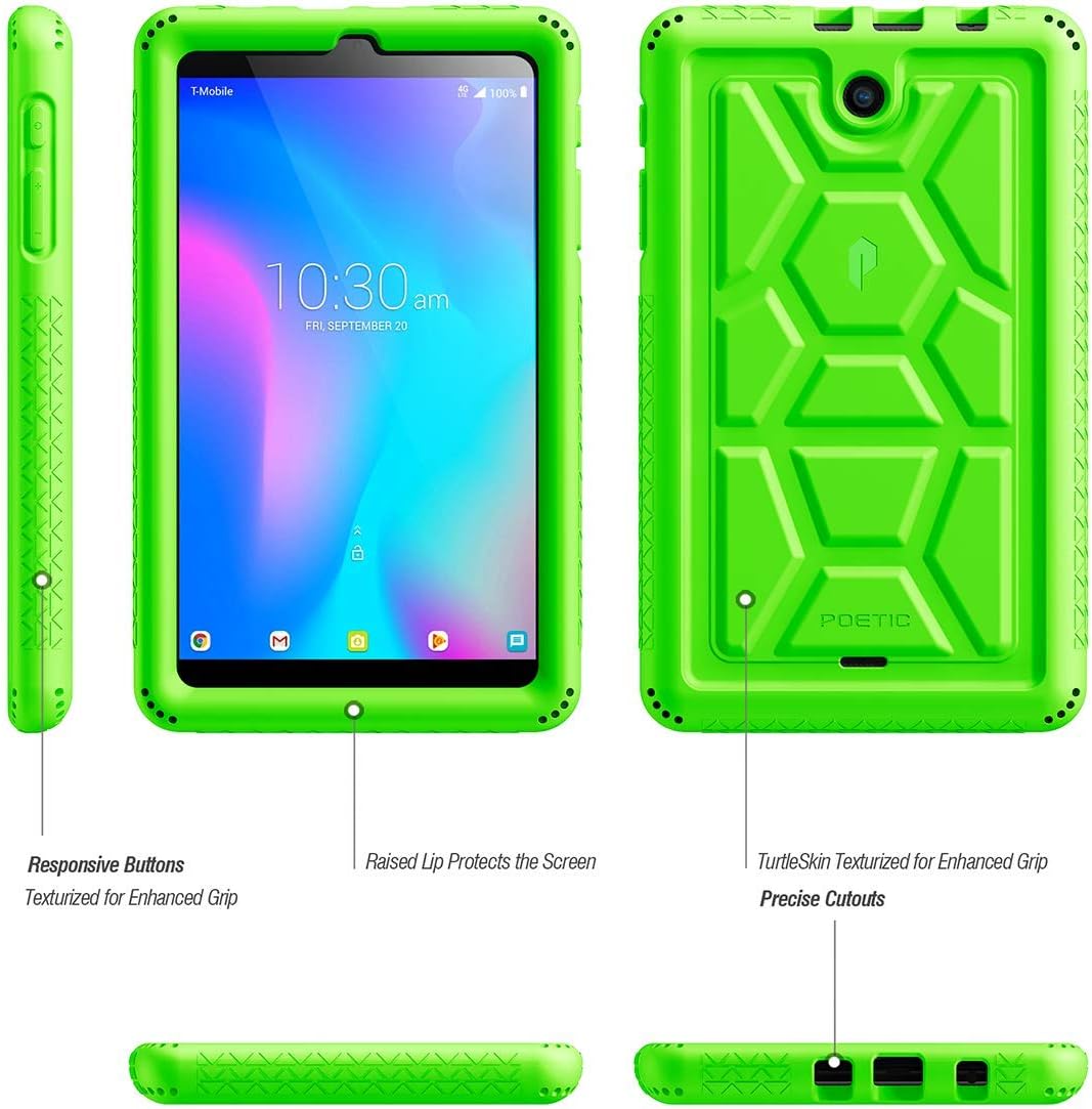 Poetic TurtleSkin Series Designed for Alcatel Joy Tab 8 Tablet case, Alcatel 3T 8 Tablet Case, Heavy Duty Shockproof Kids Friendly Silicone Case Cover, Green
