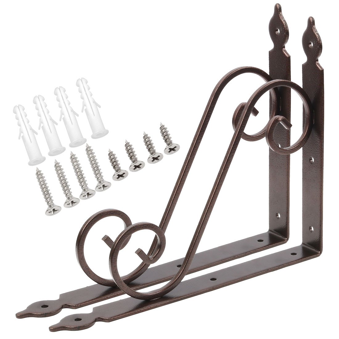 Ruilogod Desk hardware a forma di L in metallo Brace Brace Shelf Staffe Staffe Supporto Supporto 2 pz Brown Dark