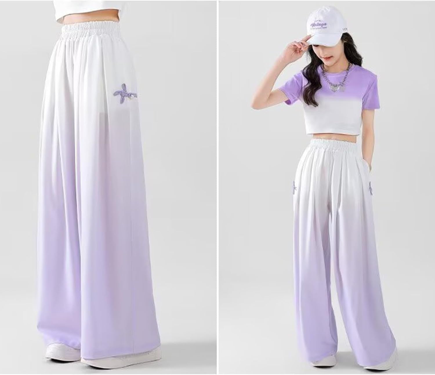 Girls Wide Leg Sweatpants Bows Side Stripe Elastic Waist Casual Pants with Pockets Fall Clothes