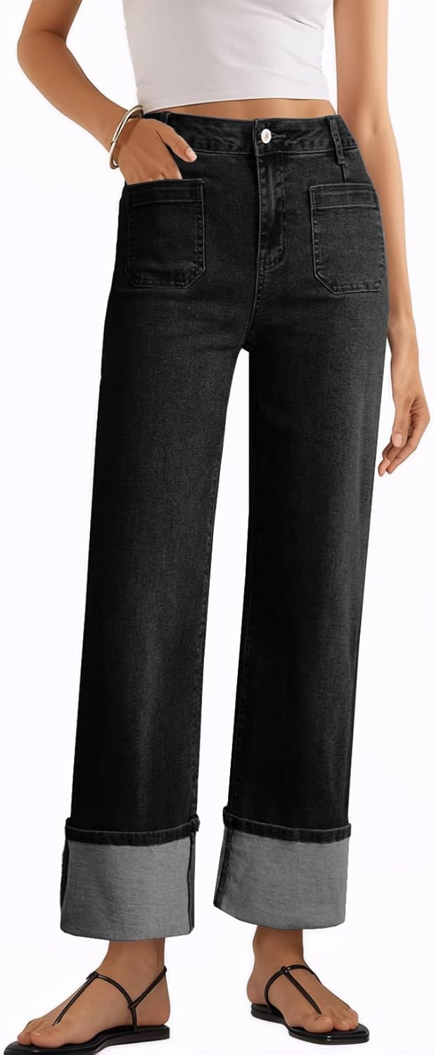 EVALESS Women's High Waisted Wide Leg Jeans