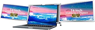 Extensor de tela para laptop de 14", extensor de monitor duplo 1920x1080 IPS com suporte retrátil, monitor portátil triplo USB C para extensor de tela de laptop de 15" a 17"(S400)