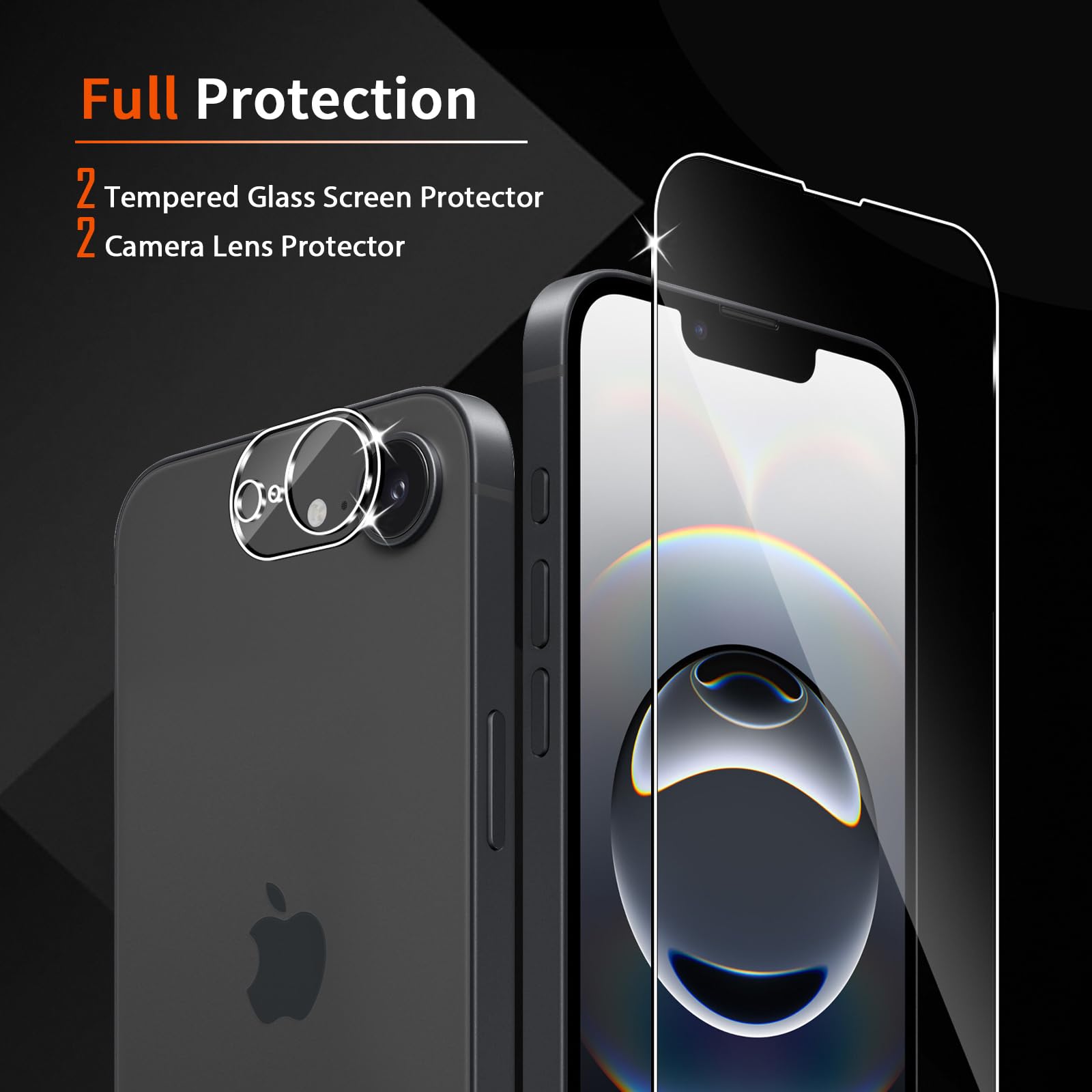Schutzfolie für iPhone 16E/17E, 2 Stück Gehärtete Glas Schutz Folie mit 2 Stück Kameraschutz, 9H displayschutz Ultra-klar Schutzglas