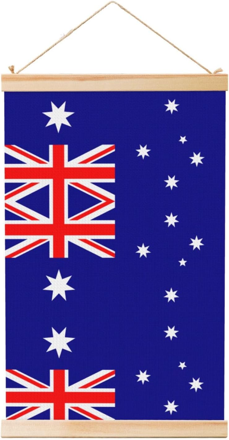 Australian Flag Print Poster Hanger,Hanging Poster, Poster Frame,Wood Poster Hanger, For Wall Hanging