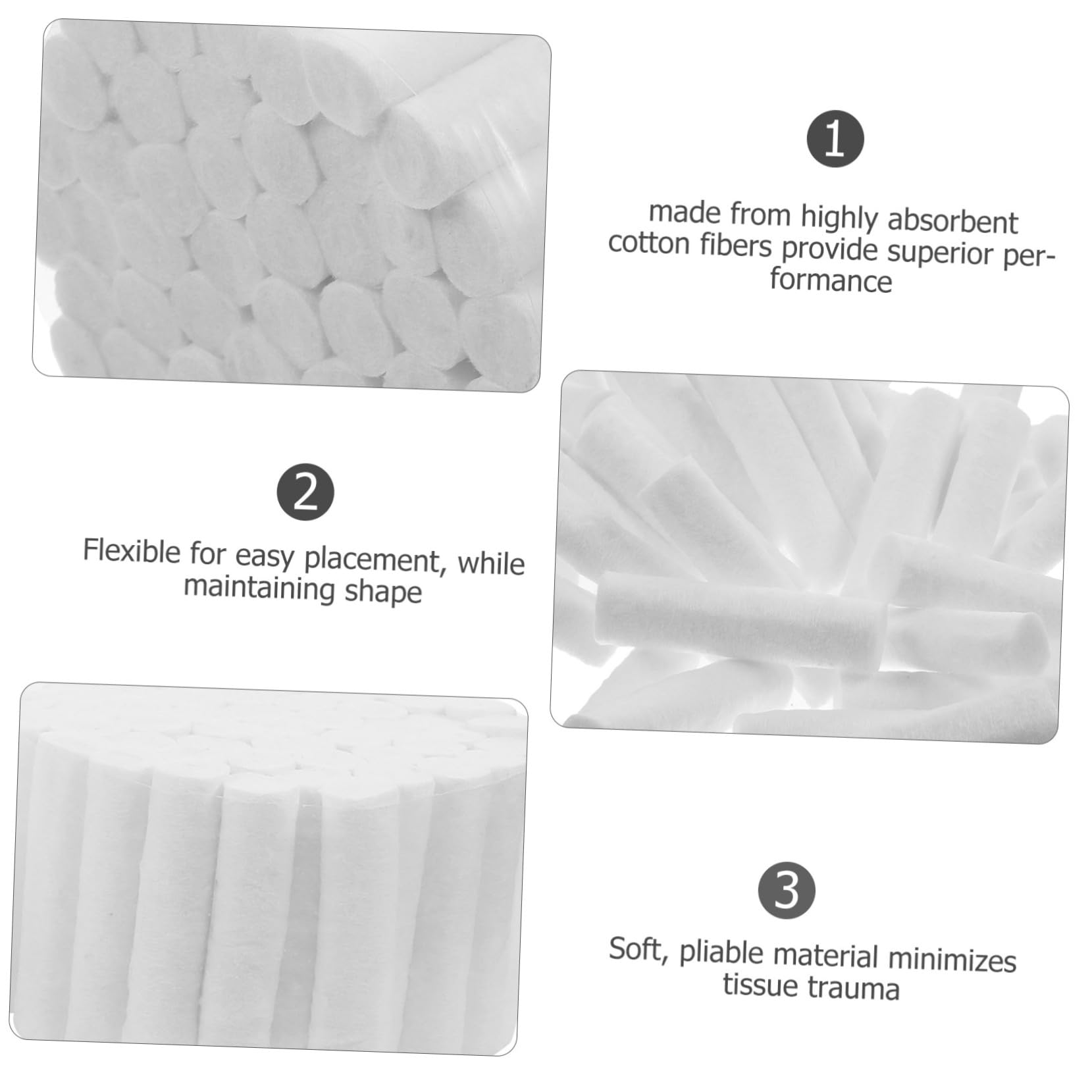 Rouleaux de Coton Buccal 5 Pièces en Coton Blanc pour Soins Dentaires | Haute Absorption, Usage pour Nettoyage des Dents, Format Compact, Adapté aux Soins Buccaux