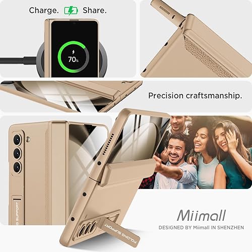 Miniatura 8 de Miimall Funda compatible con Samsung Galaxy Z Fold 5 2023, protector de pantalla transparente integrado, soporte ajustable, anticaídas de grado