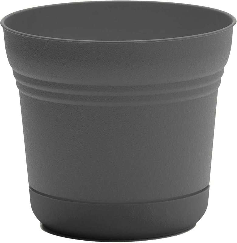 Bloem Saturn Macetero redondo con bandeja para platillo: 12.0 in – carbón – Maceta de plástico duradero, acabado mate, platillo extraíble, para uso interior y exterior, jardinería, capacidad de 3 galones