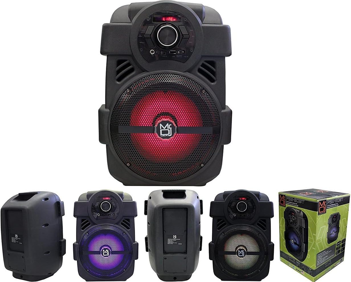 Mr. Dj USA PSE80BT 8" Portable Active Speaker with Rechargeable Battery