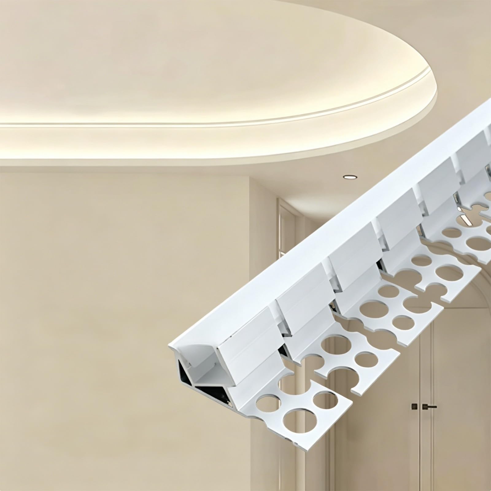 LZMZMQ Stuckleisten Decke LED Aluminium-LED-Lichtschlauch, Abgewinkelt, Flexibler Lichttrog, Kronenformbeleuchtung(29.5ft(9m))