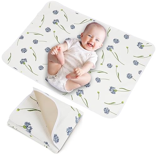 Miniatura 50 de Cambiador de pañales para bebé, 19.7 x 25.6 pulgadas, impermeable, con parte superior frontal de algodón 100% muselina y parte trasera de cuero