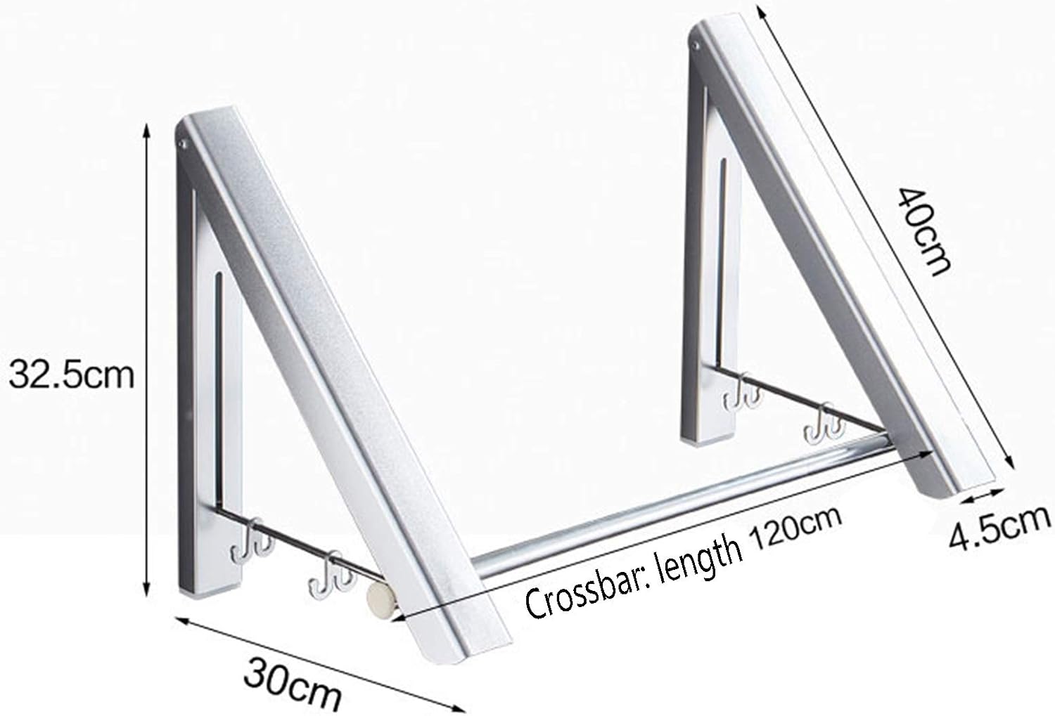 Clothes Drying Rack Indoor/Outdoor Wall Mounted Folding Aluminum Folding Clothes Hanger Hanging On Bathroom Bedroom Balcony and Laundry (Size : 120x30x32.5cm)