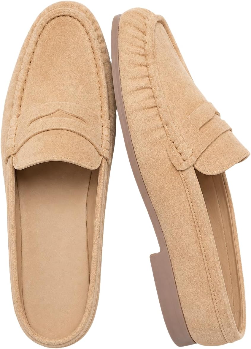 Coutgo Women's Mule Loafers Comfortable Slip On Shoes with Penny Strap Closed Toe Business Casual Slides Shoes