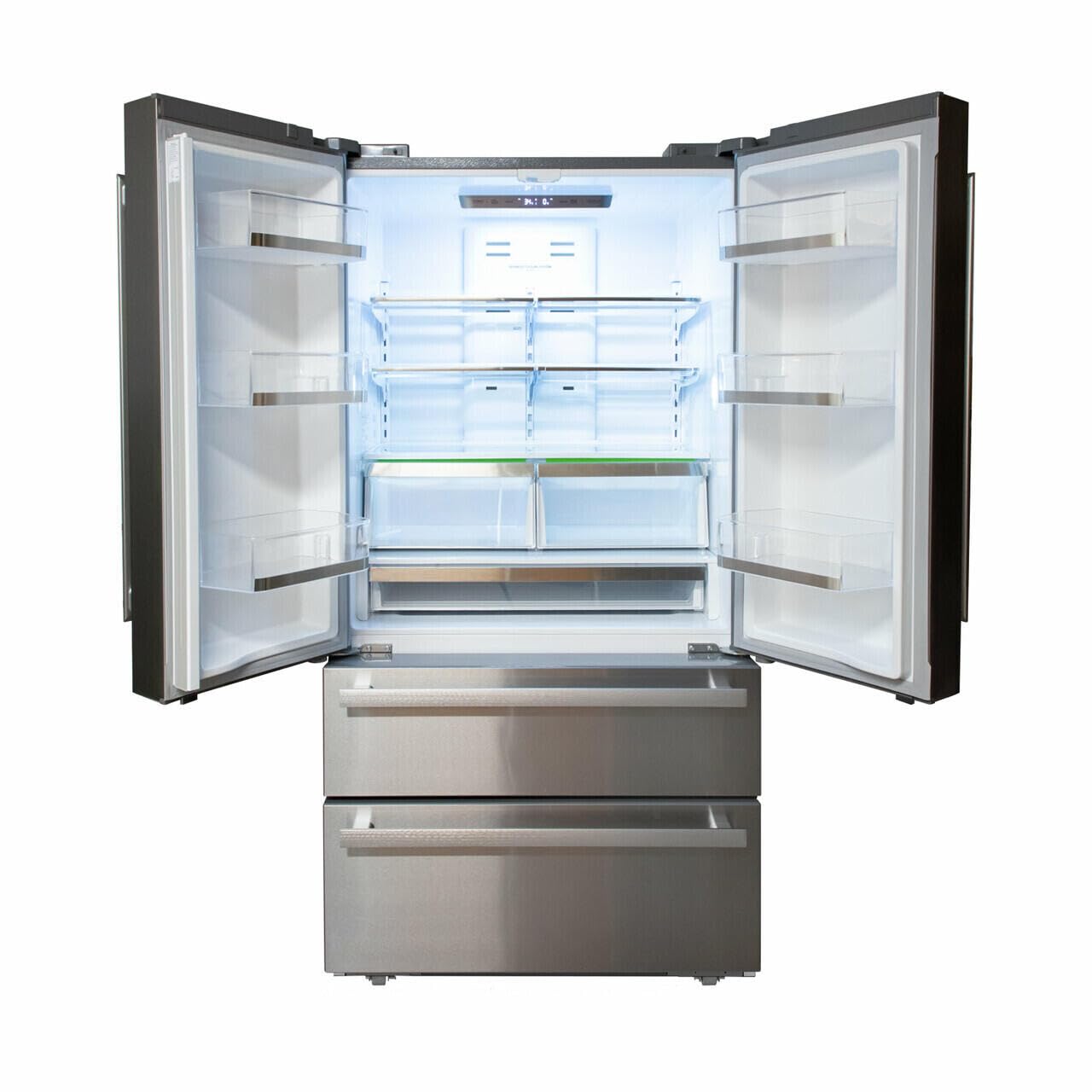 36 in. 22.5 cu ft Counter-Depth French Door Refrigerator In Stainless Steel - View 3 | Fridge.com