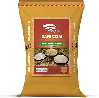 Perfectonish | Rafexzim Paraboiled Sona Masoori Rice 20 kg Medium-Grain White Rice Lightweight, Non-Sticky Texture Ideal for Daily Cooking