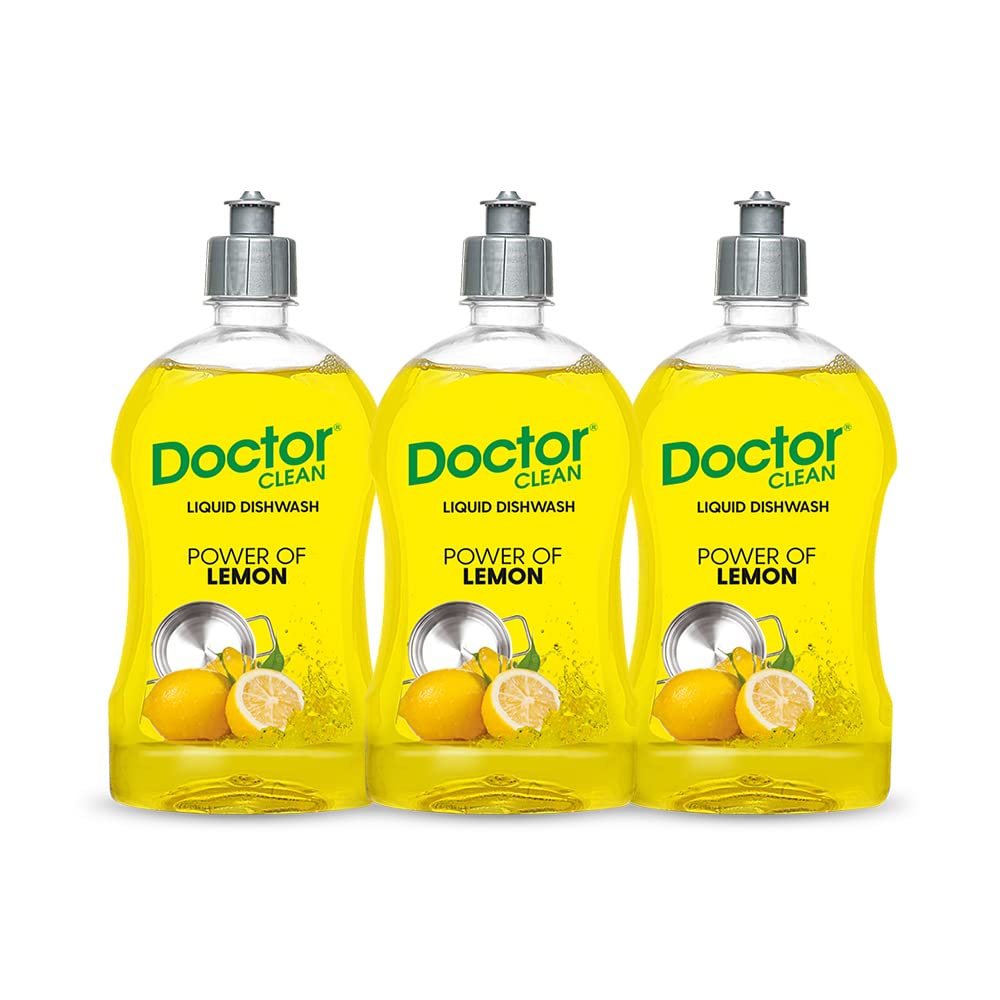 Doctor Clean Lemon Liquid Dishwash Gel, Scratch-Free, Easy Rinse, Non-Harming, Cuts Grease (Pack of 3, 500ml Kitchen Liquid)-image-27