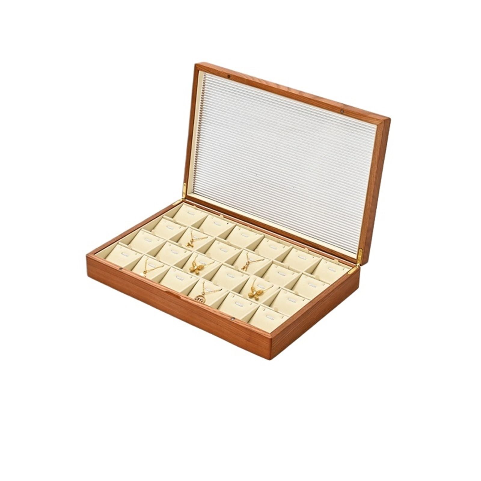 MKYYIOED Jewelry Trays Wooden Jewelry Box Organizer Ring Necklace Earring Bracelet Storage Display Case