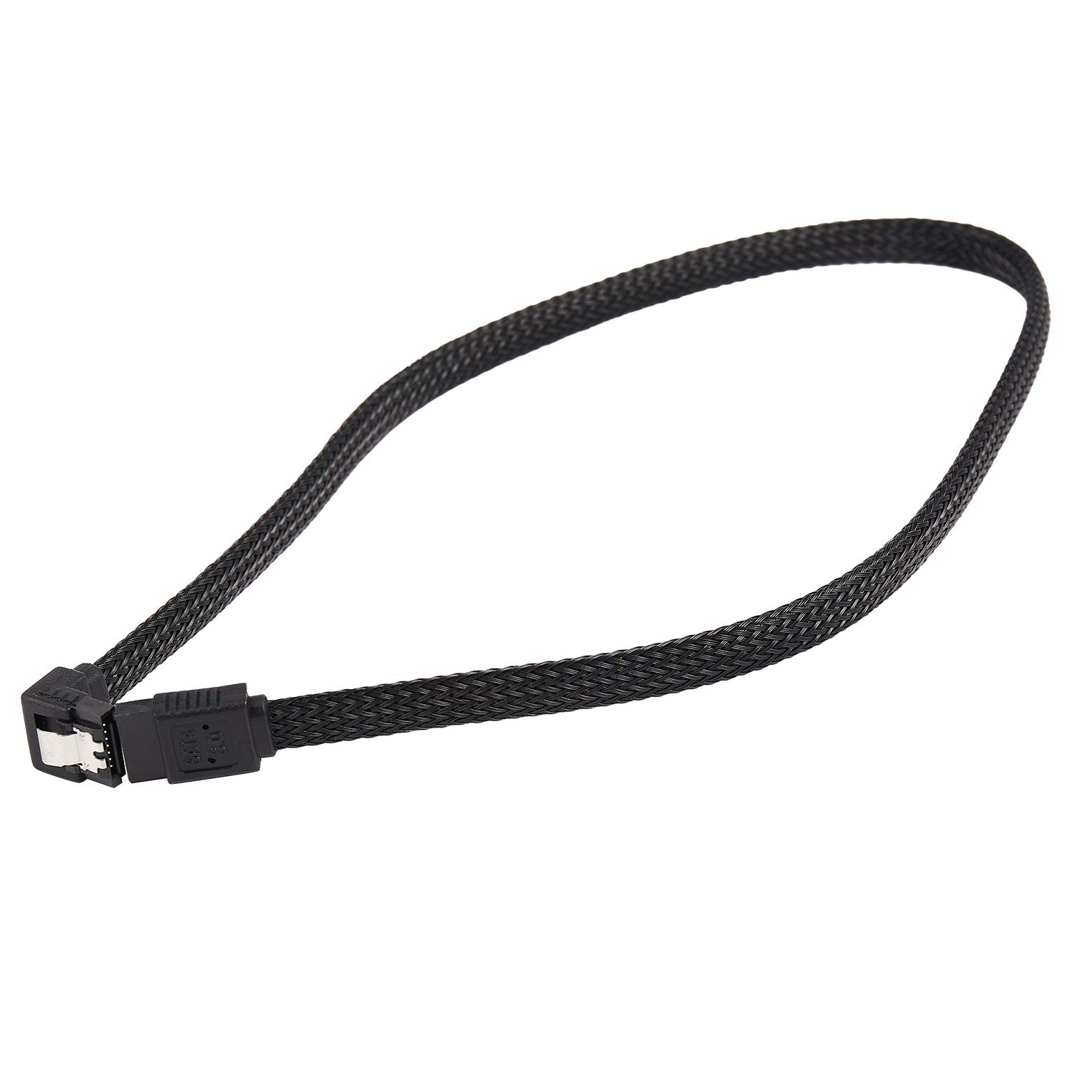 AROVHAR 50CM SATA 3.0 III SATA3 7pin Data Cable Right Angle 6Gb/s SSD Cables HDD Hard Disk Data Cord with Nylon Sleeved(Black)