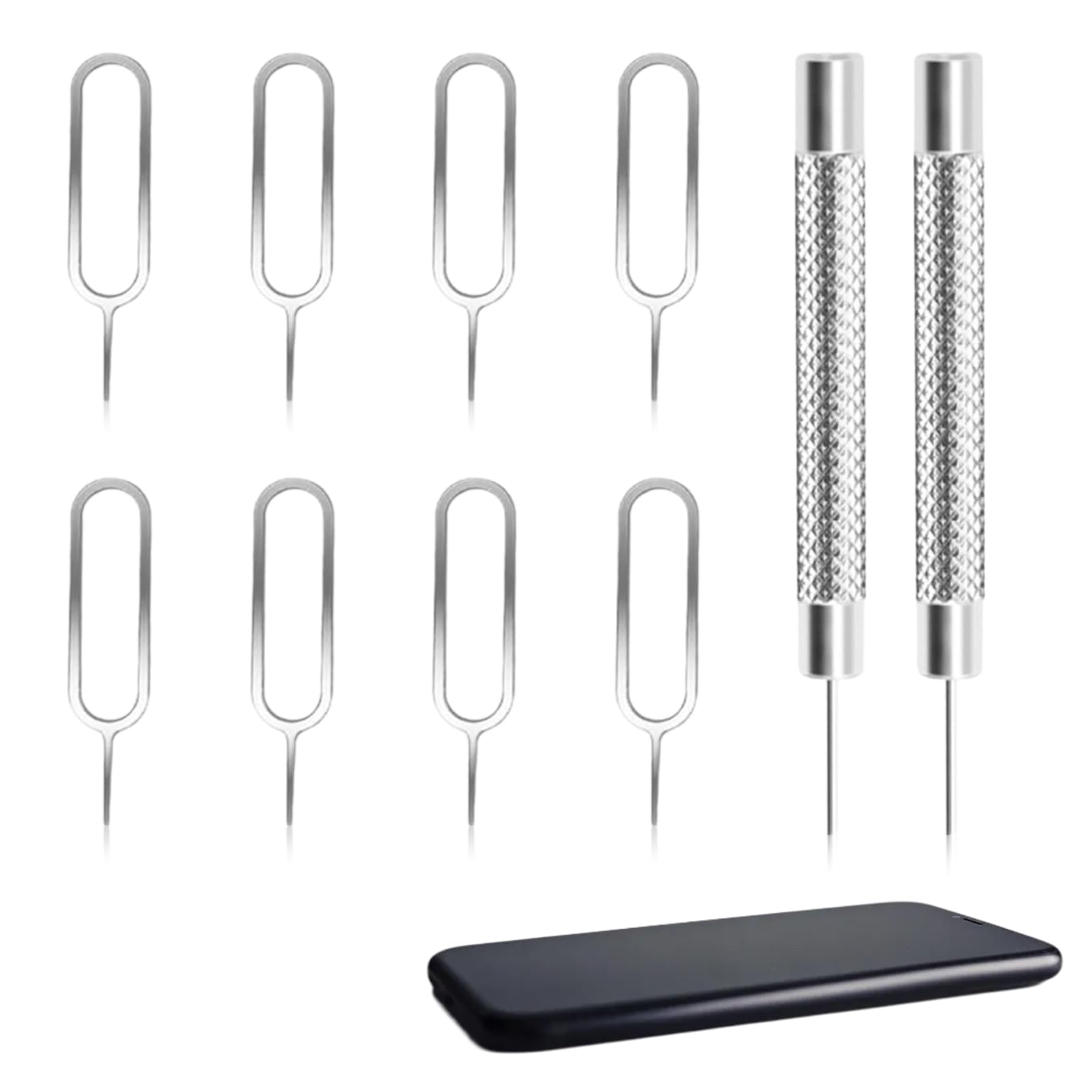Ormromra 10 pieces SIM card needle, SIM card removal tool, SIM adapter set, SIM card board remover, mobile phone needle, for opening and ejecting pins, suitable for all devices