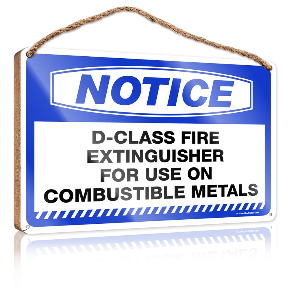 FRINTOXA Office Door Signs Personalized Notice D-Class Fire Extinguisher For Use On Combustible Metals Wooden Sign(15X28CM)