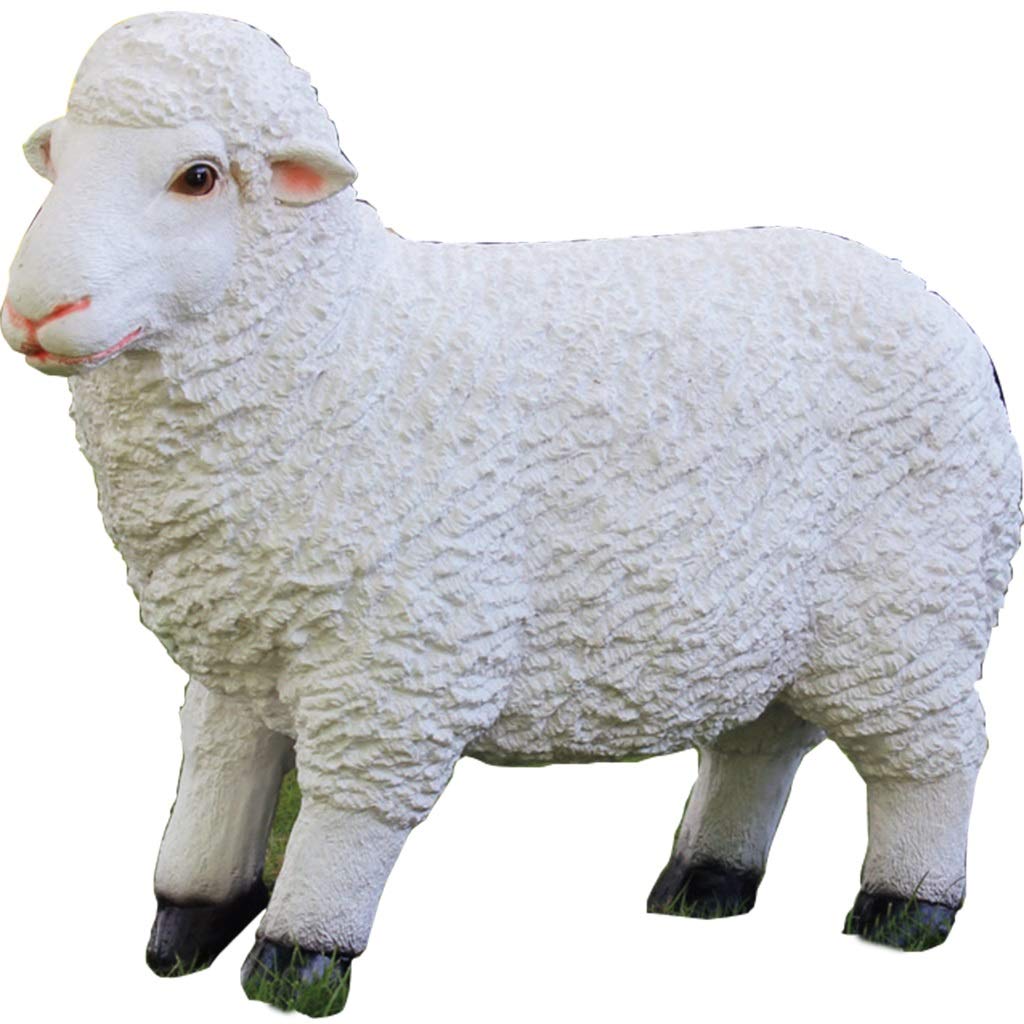 Yuesfz White Garden Sculptures&Statues Garden Outdoor Simulation Animal Sculpture Balcony Courtyard Resin Sheep Figurine Garden Courtyard Decoration Statue (Color : Size : 60 * 21 * 46Cm)