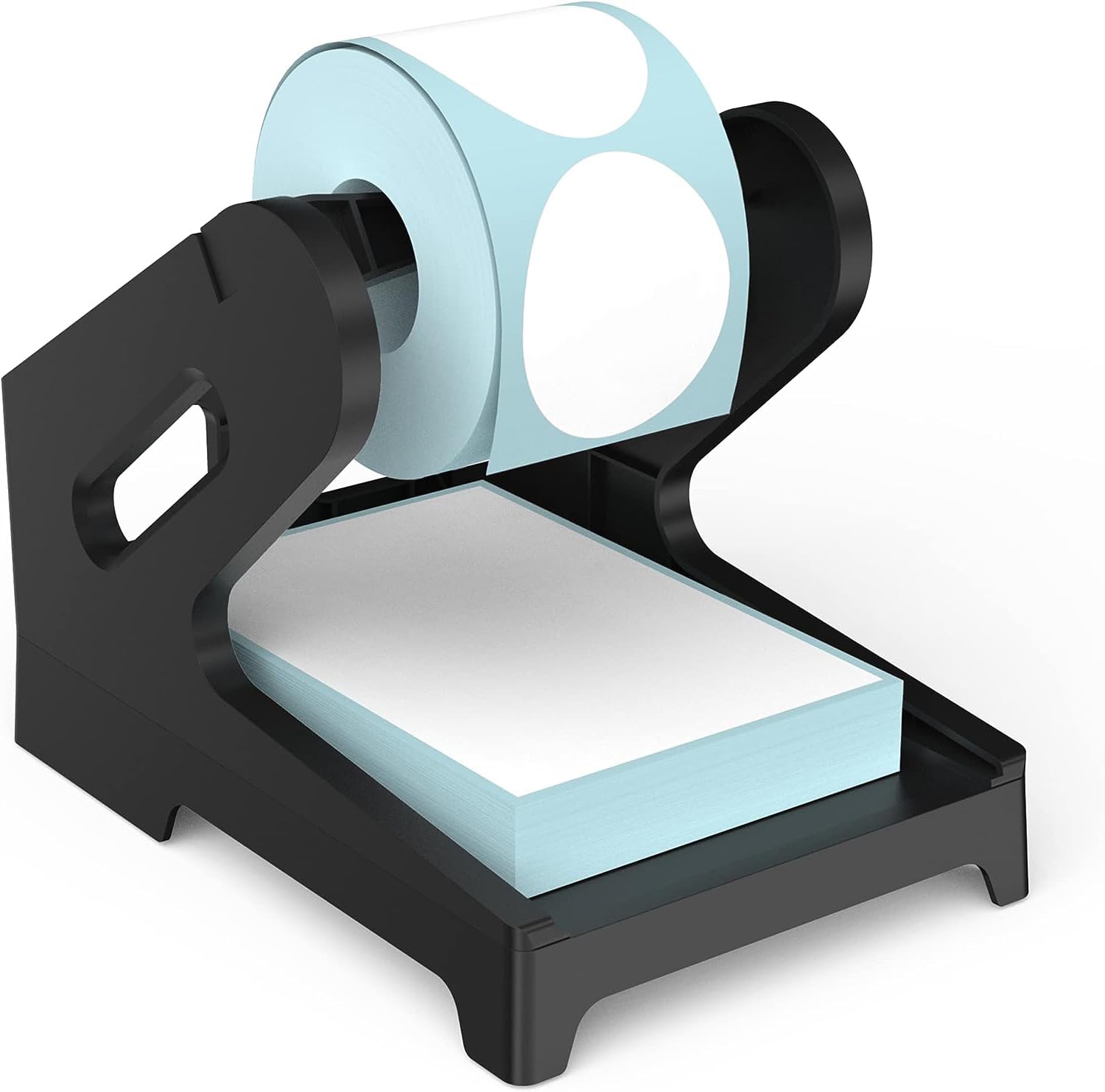 Label Holder Thermal Label Holder for Rolls and Fanfold Labels Shipping Label Stand Desktop Printer Accessory Supplies for Home Office (Black)