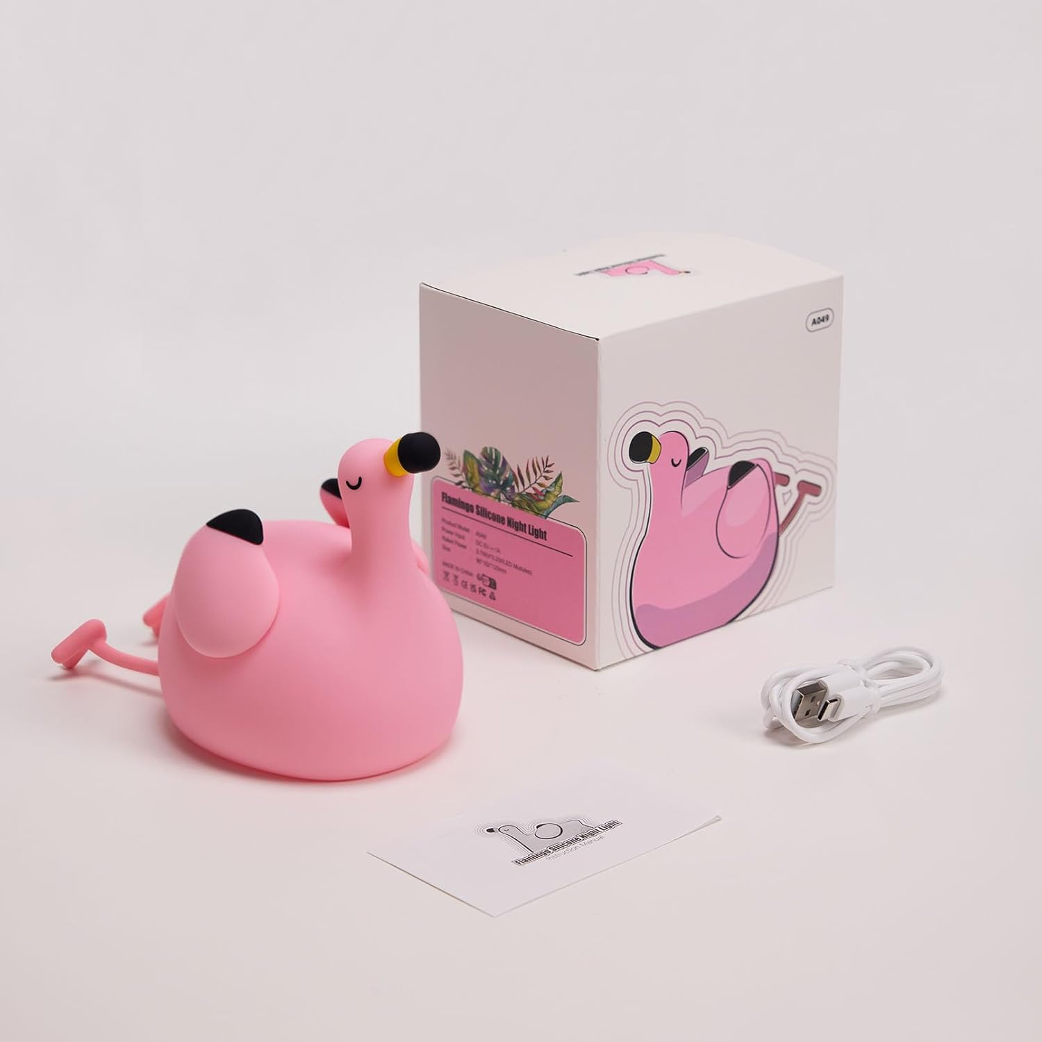 DADYLOBO Pink Flamingo Night Light for Kids, Dimmable Silicone LED Baby Nursery Night Light, Funny Nightlight Girls Trendy Gifts, Rechargeable Bedside Lamp Kawaii Pink Decor for Bedroom Home Office - Image 9